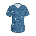 thumbnail image 4 of Wukai Sharks on White Blue Striped Classic V-Neck T-Shirt for Women: Comfortable, Stylish, and Versatile Wardrobe Essential-X-Large, 4 of 7