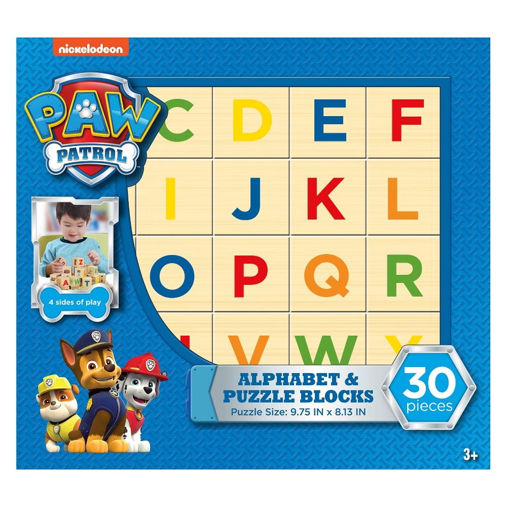 paw patrol alphabet and puzzle blocks