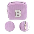 thumbnail image 4 of Unique Bargains 1 Pc Letter B Pattern Makeup Bag for Travel Pink Purple Corduroy, 4 of 6