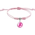 thumbnail image 2 of Pulseras de concientización sobre el cáncer de mama, pulseras trenzadas con cinta rosa, pulseras ajustables contra el cáncer de mama para mujer, joyería, 2 of 4