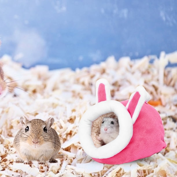Nido de hámster erizo para mascotas, minicasa para dormir de animales (conejo rosa)