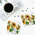 thumbnail image 5 of Balery 4 Pcs Plump Sunflower And Sketchleather Coasters Set, Drink Table Cup Coasters For Living Room Kitchen Coffee Decor, 5 of 9