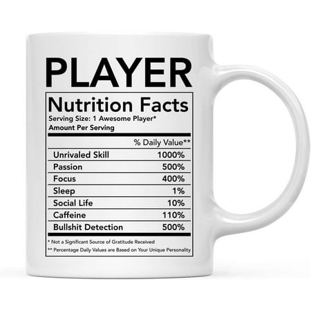

CTDream Funny 11oz. Ceramic Coffee Tea Mug Thank You Gift Player Nutritional Facts 1-Pack