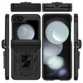 thumbnail image 6 of Elegant Choise Case for Samsung Galaxy Z Flip 5 5G Shockproof Pone Cover with Slide Camera Lens Protector and Ring Stand, Black, 6 of 18