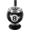 thumbnail image 2 of Cenicero de cigarrillos de diseño moderno con forma de bola de billar nº 8, cenicero metálico para fumar, apto para uso en interiores o exteriores (negro), 2 of 7