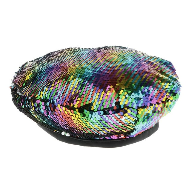 Moda Lentejuelas hat para de Disfraces - Multicolor Salvador Lentejuelas Beret Beanie Hat Gorra