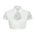 thumbnail image 5 of Faraee 7-14Y Cropped Blouse for Girls Lace Hollow Drop Shoulder Oktoberfest Crop Tops Kids Dressy Traditional Dirndl Basic Shirts White, 5 of 5