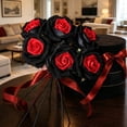 thumbnail image 6 of Clearance Sale! Dark Halloween Artificial Rose, Gothic Black and Red Velvet Flower for Home Centerpiece Decor, 6 of 7