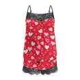 thumbnail image 4 of Womens Cami Pajama Sets Cute Print Tank Top Pjs and Shorts Camisole Lounge Set Sexy Lace Trim Sleepwear, 4 of 5