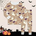 thumbnail image 2 of Halloween Pjs Set Pumpkin Ghost Bat Print Boy Pajamas Set Long Sleeve Crewneck Soft Comfort Top Shirts Pants Set Toddler Boy Pajamas Size 2-3 Years, 2 of 4