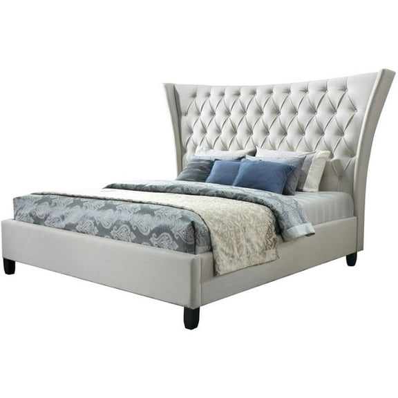 Lexis King Bed Upholstered in Beige Fabric