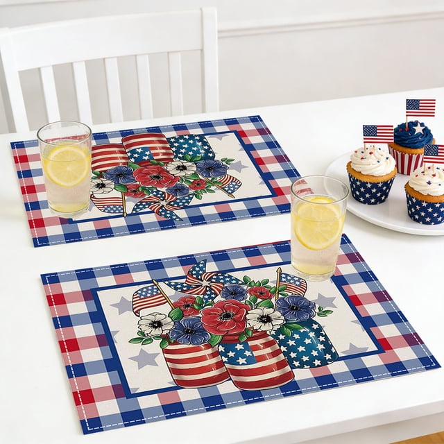 Manteles individuales con temática del Día de la Independencia | Manteles individuales patrióticos para la mesa