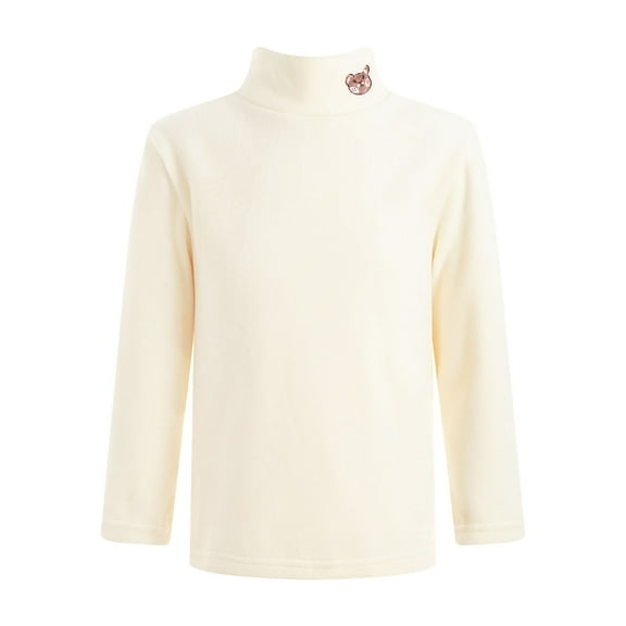 Moggemol Toddler Girls Boys Basic Velvet Thermal Underwear Tops Kids Mock Neck Solid Color Long White 130