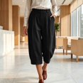 thumbnail image 6 of WGRFFH Linen Barrel Capri Pants Women,Cotton Palazzo High Waisted Balloon Pants,Summer Casual Beach Boho Wide Leg Baggy Trousers, Business Office Work Capris,Pull On Cropped Trousers Black, 6 of 8