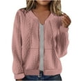 thumbnail image 4 of WMTBSRSW Women's Fashion Casual Jackets Trendy Jacquard Full Zip Cardigan Jackets Fall Solid Texture Long Sleeve Crop Coat Pink M, 4 of 7