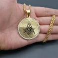 thumbnail image 2 of Hip Hop Iced Out Masonic Symbol Necklaces & Pendants For Women/Men 14K Yellow Gold Fashion Jewelry, 2 of 8
