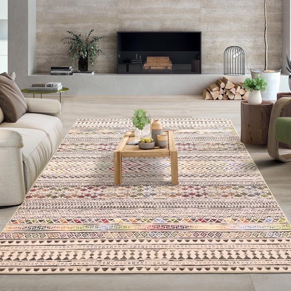 Garvee 9x12 Large Geometric Area Rugs Bohemian Rug, Machine Washable Rug Farmhouse Accent Rug Throw Floor Carpet for Living Room Bedroom Hallway Home Decor, Multicolor
