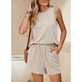 thumbnail image 4 of DOKOTOO 2 Piece Outfits for Women Lounge Sets Casual Crewneck Sleeveless Tops and High Waisted Shorts Summer Matching Set, 4 of 8