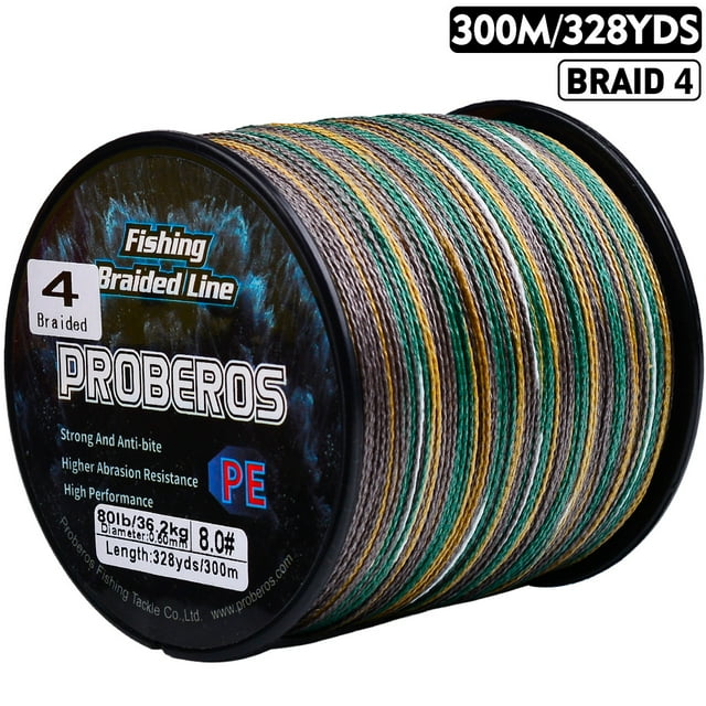 PROBEROS New 300M PE Braided Fishing Line Multicolor Multifilament Super Strong Fishing Line 6LB-80LB Applicable to Main Line Camouflage green 0.50mm-80lb