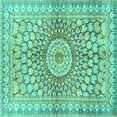 thumbnail image 1 of Ahgly Company Machine Washable Indoor Square Persian Turquoise Blue Traditional Area Rugs, 5' Square, 1 of 4