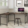thumbnail image 2 of Bureau en Métal Industriel Rustique avec Tabouret en Chêne Vieilli Foncé, 2 of 7