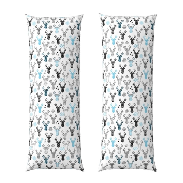 Balery Winter Art Blue and Black Moose Funda Protectora para Almohada Corporal de Algodón Hipoalergénico con Cierre(55 x 21 pulgadas), Almohadas No Incluidas