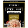Better Oats Steel Cut Oatmeal, Apples and Cinnamon Oatmeal, Hearty, 10 Steel Cut Oatmeal Packets, 12.3 oz Pack