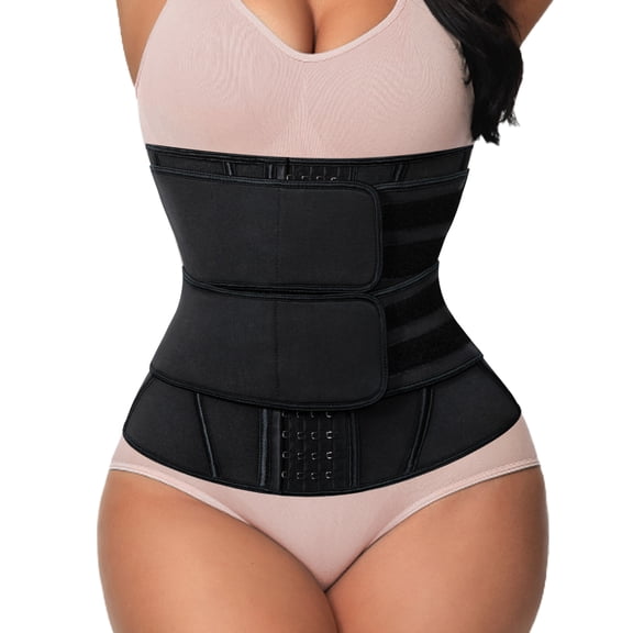 QRIC Neoprene Sauna Waist Trainer Corset Sweat Belt for Women Compression Cincher Band Workout Fitness Back Support