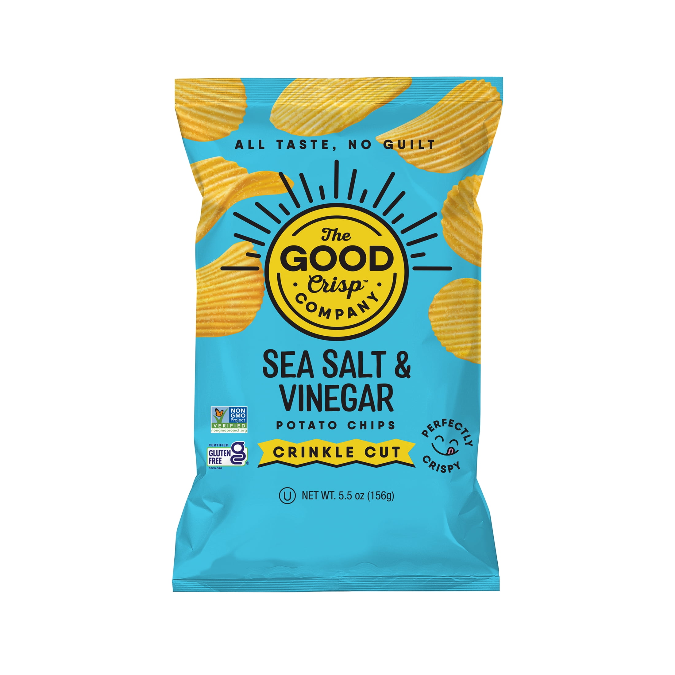 (3 pack) The Good Crisp Company Gluten Free Sea Salt & Vinegar Crinkle Cut Potato Chips