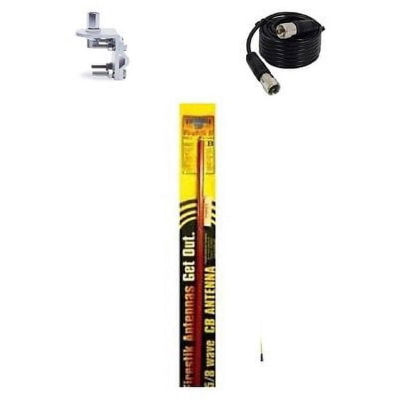 NEW FIRESTIK 2 FS5 R 5FT RED CB ANTENNA, 9FT COAX, BRACKET & STUD