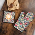 thumbnail image 5 of Pioneer Flower Kitchen Oven Mitt and Pot Holder Sets 2 Pcs for Baking, Cooking and Grilling, Heat Resistant Up To 392 °F, 5 of 7