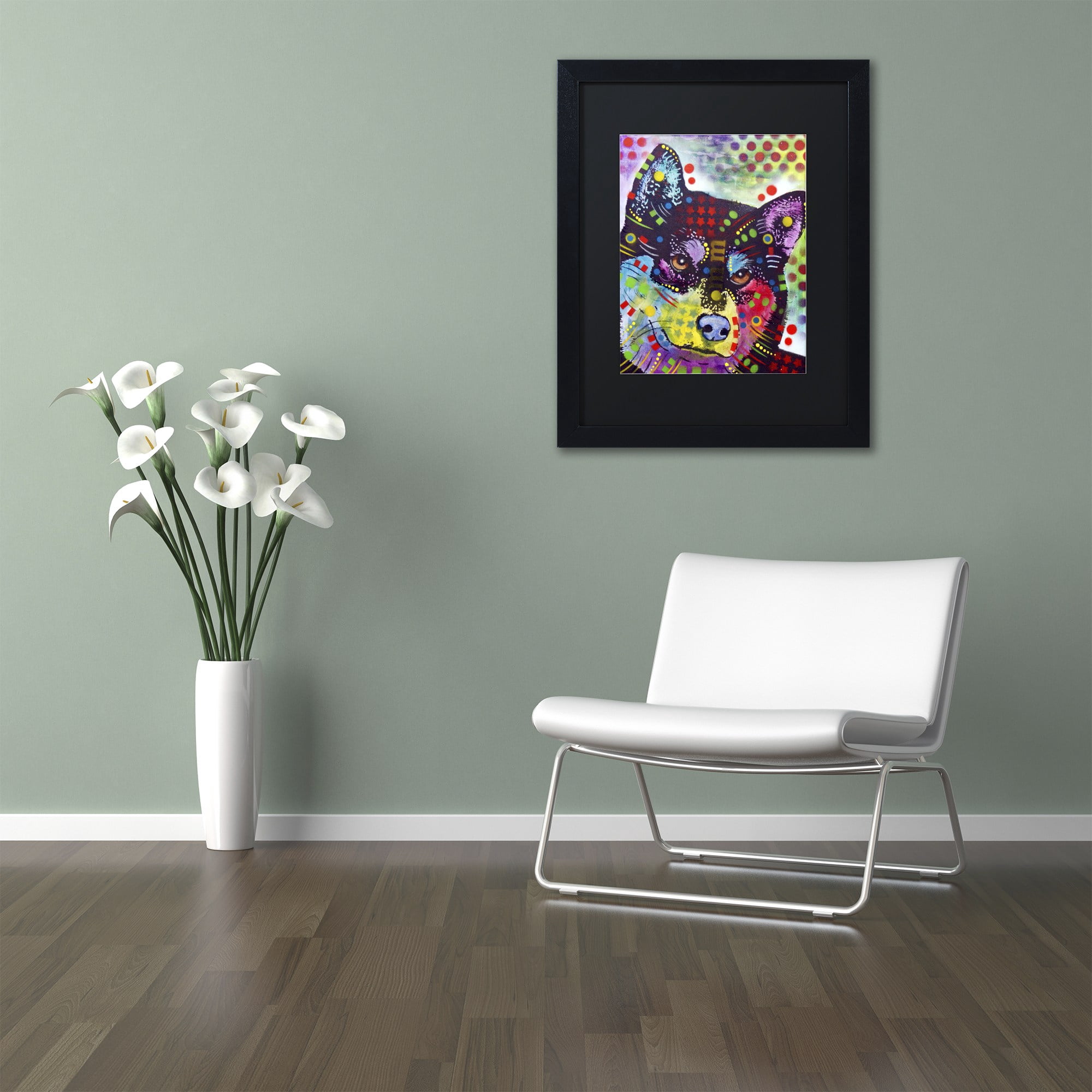 Trademark Fine Art "Shiba Inu" Canvas Art by Dean Russo, Black Matte, Black Frame