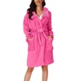 thumbnail image 1 of WZXFASHION Pyjama à Capuche pour Femmes Automne/hiver Peignoir Thermique en Peluche Robe de Nuit WomenRobes Rose Vif P, 1 of 6