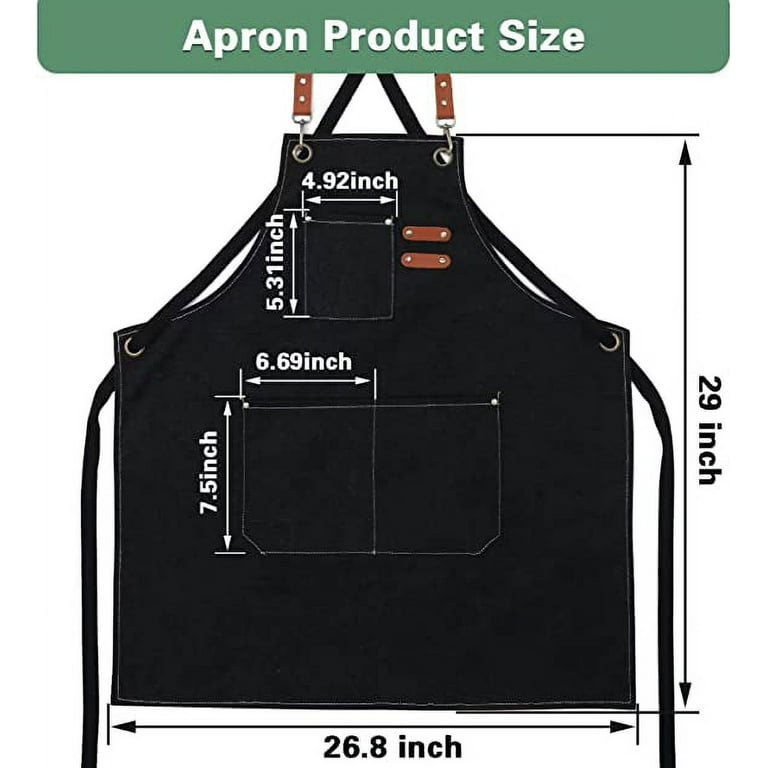 LEATHER VILLAGE Canvas Work Apron - Cross Back Design With Large Pockets, Sizes M-XXL