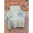 thumbnail image 2 of Aran Woollen Mills Cable Knitted Blanket 100% Premium SuperSoft Merino Wool Throw 40" x 60" Seafoam Green Made in Ireland, 2 of 6