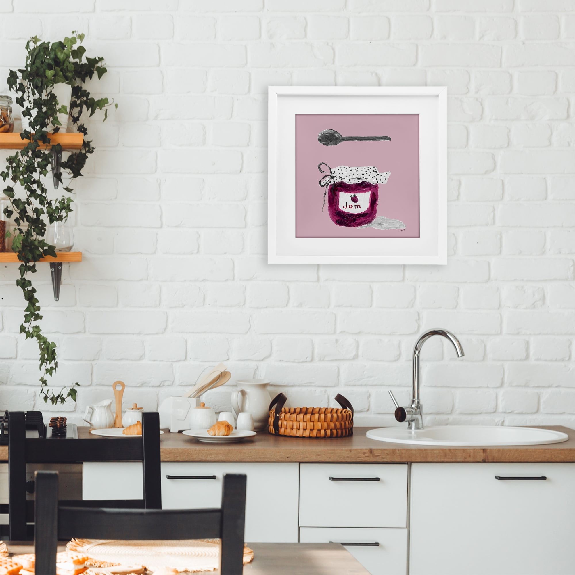 Stupell Industries Jam Jar over Blush White Framed Print Under Glass, design by Lucille Price