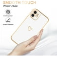 thumbnail image 3 of Compatible with iPhone 12 Case for Women Girls Cute Gold Heart Pattern Luxury Plating Soft TPU Silicone Shockproof Phone Case Protective Bumper Cover for iPhone 12(6.1 inch),White, 3 of 14