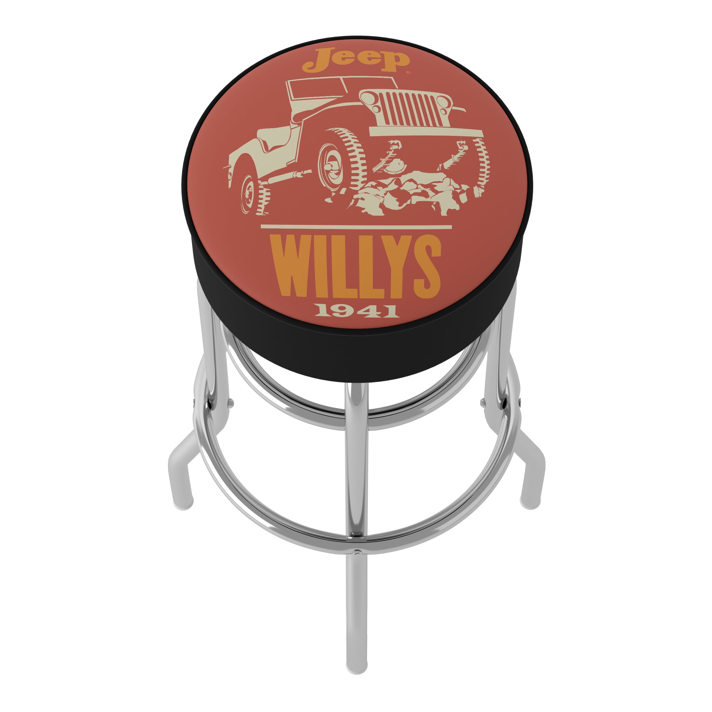 Trademark Gameroom Jeep Willys Red Bar Stool with Padded Seat