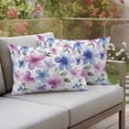 thumbnail image 4 of Spring Floral Pillow Covers 2 Pack Blue Pink Flower Green Leaf Watercolor Rustic Farmhouse Pillowcase Waterproof Outdoor Throw Pillow Cover for Patio Balcony Rectangular Cushion 20”x12”, 4 of 9