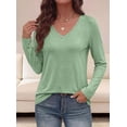 thumbnail image 3 of PRETTYGARDEN Womens Long Sleeve Shirts V Neck Basic Tees, 3 of 8