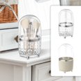 thumbnail image 3 of Diamond Cut Clear Makeup Brush Holder with Dome Dustproof Lid, Rotatable Cosmetic Brush Storage Organizer with Raised Feet for Vanity Countertop, Clear & Beige Two Options, 3 of 5