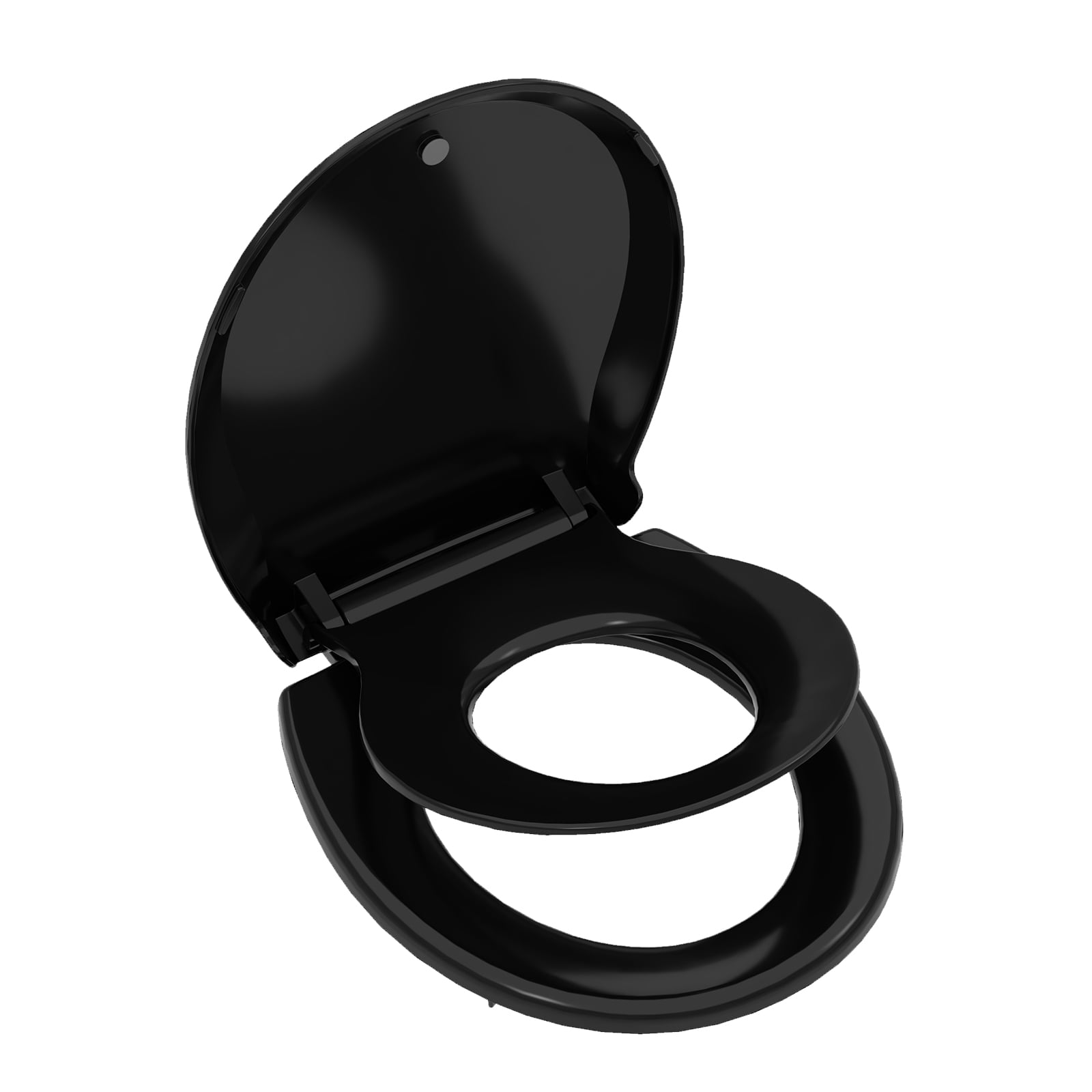 2-in-1 Commercial Toilet Seat with Built-In Toddler Potty Training - Soft Quiet Close, Non-Slip, Durable Hinges, Easy Install & Clean, Magnetic Child Seat, Fits Standard Toilets, Black