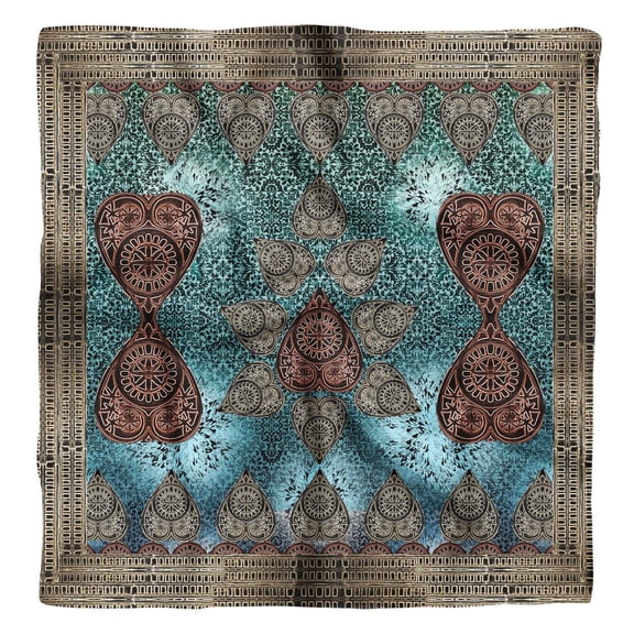 Phagun Blue Floral & Paisley Pure Silk Printed Head Bandanas Summer Neck Wrap Square Scarf