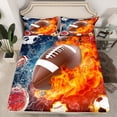 thumbnail image 2 of Homewish Gamer Football Basketball Soccer Boy 3pcs Twin Sheet Sets,Sport Theme Twin Fitted Sheet,Abstract Lightning Breathable Flat Sheet,Super Cozy Room Decor, 2 of 7
