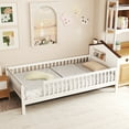 thumbnail image 4 of Gymax Twin Size Kids Bed Solid Wood Platform Bed w/ Under-bed Storage & Storage Cube White, 4 of 10