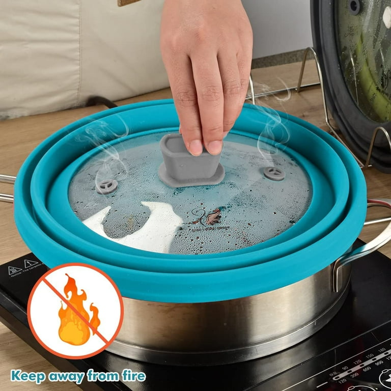 GLOU-GLOU GOOSE GGG Microwave Splatter Silicone Cover Collapsible Steamer,  Vented Multifunction Splash Lid with Glass Dish Bowl Plate for Food Cook