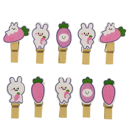 

5 Packs Wooden Photo Clips Easter Bunny Memos Fixed Clips Picture Clips