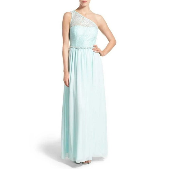 Speechless Robe à une Épaule en Dentelle Shilo Bleu Aqua Taille Juniors 11