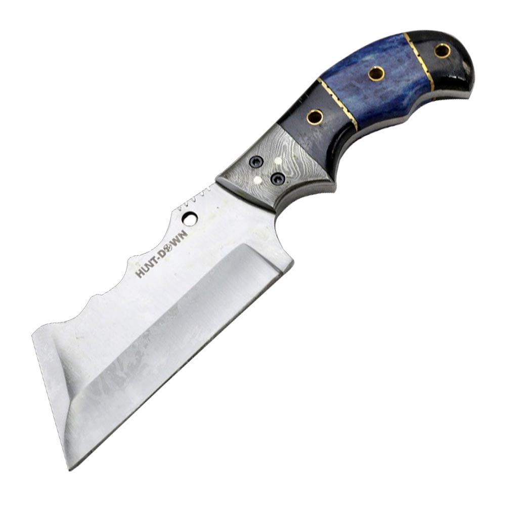 Hunt-Down 8" Full Tang Hunting Tactical Survival Knife Steel Blade Horn Handle 9353