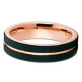 thumbnail image 2 of Tungsten Wedding Band Rose Gold Tungsten Men & Women Black Tungsten Offset Groove 6mm Comfort Fit, 2 of 3